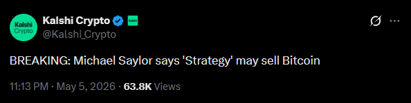 BREAKING: Michael Saylor says Strategy may sell Bitcoin